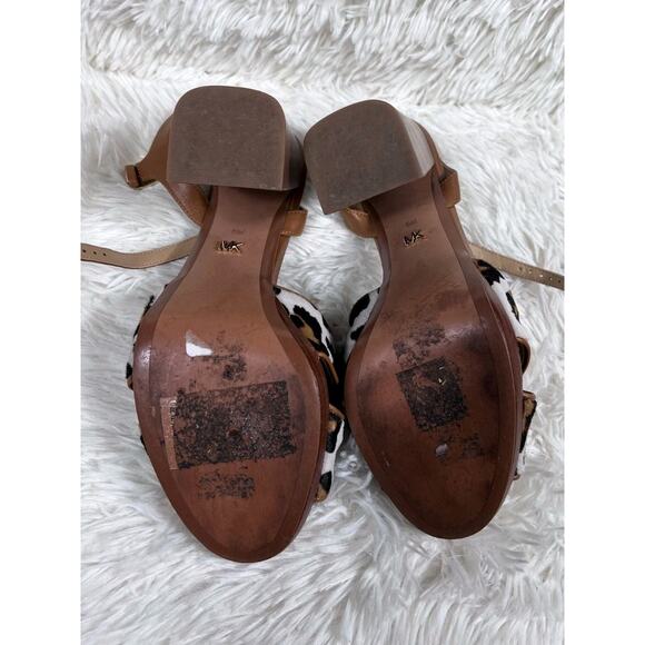 Michael Kors Alexia Platform Sandals Womens Size 9M Hair Calf Animal Print SH19A - Picture 10 of 16